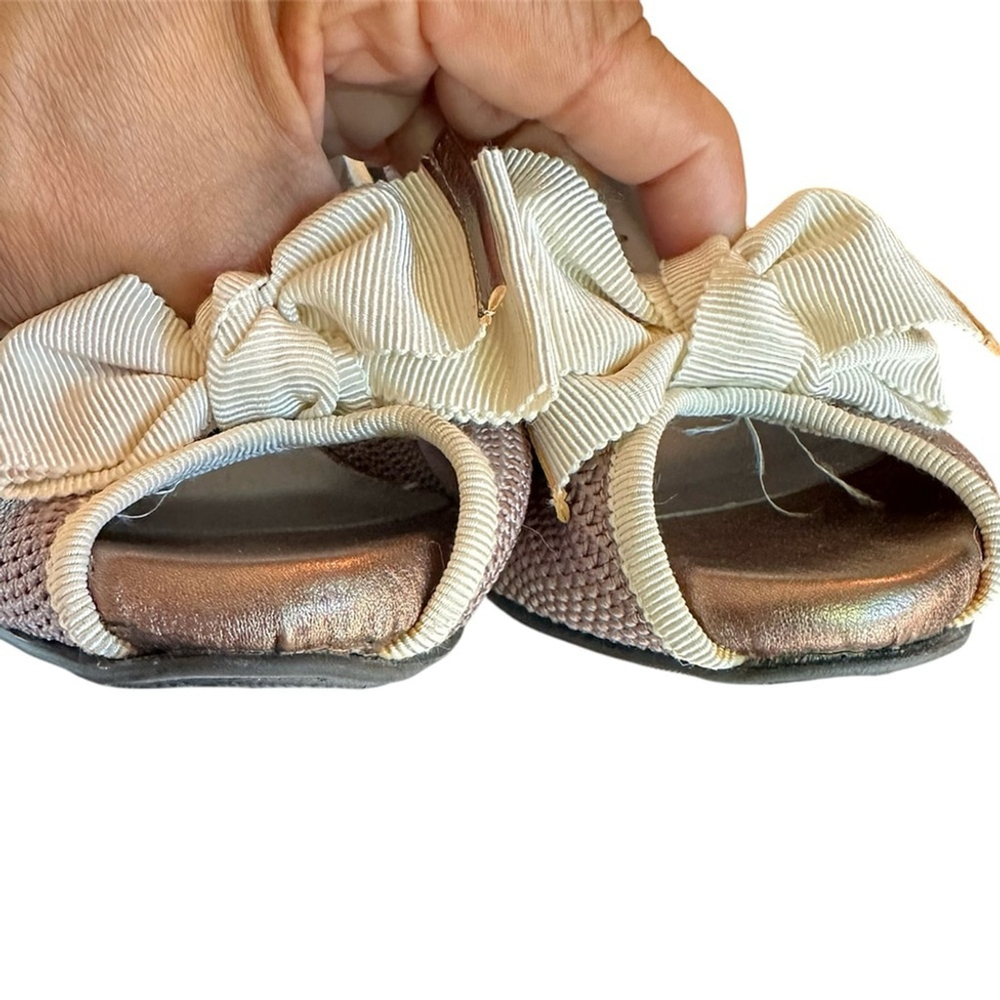 RON WHITE PEEP TOE ALL DAY HEELS W/CONTRASTING BOW & TRIM, MESH FABRIC SZ 38.5 - Picture 7 of 11